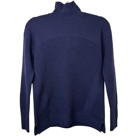 Sz 4 Lululemon Warm & Restore Mock Neck Sweater Navy Blue Merino Wool Knit Cozy - Picture 2 of 6